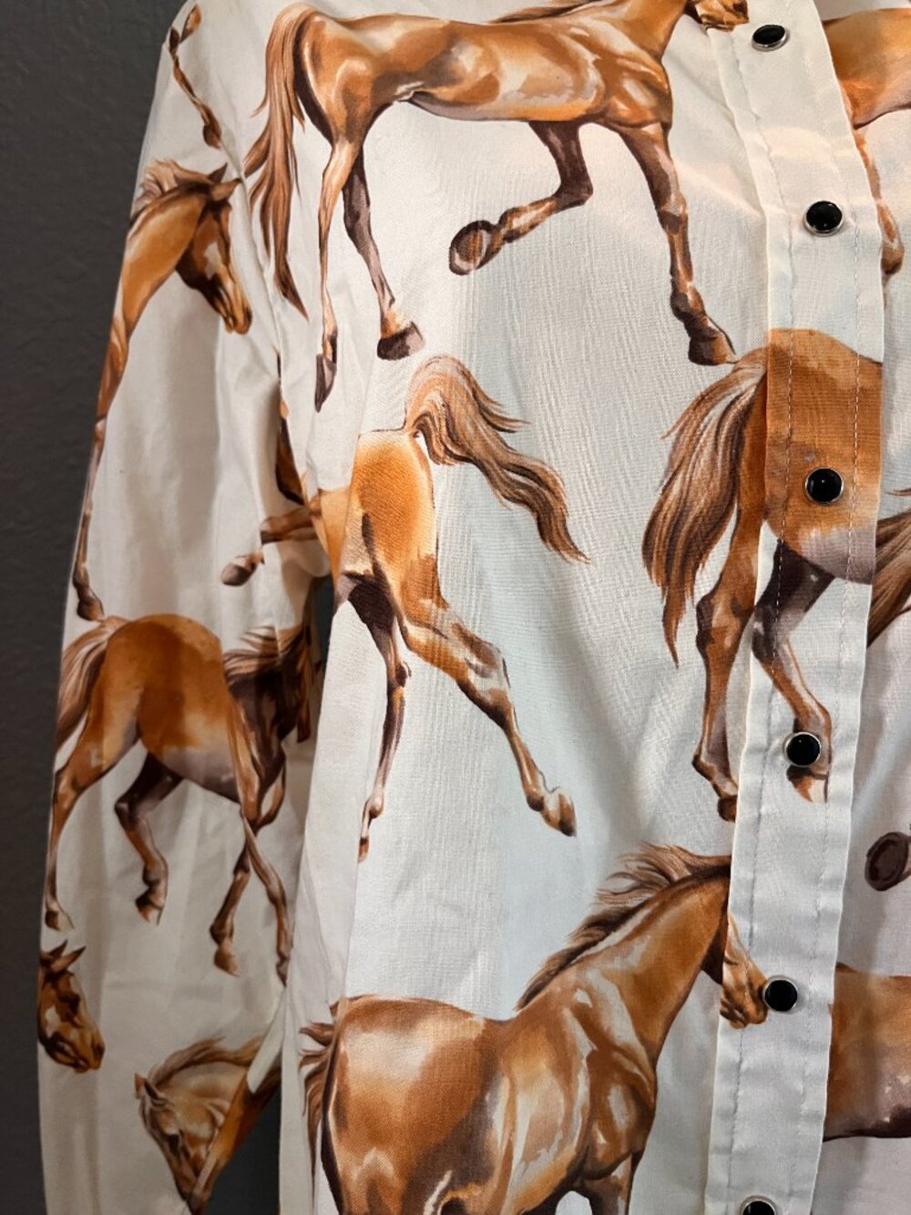 VINTAGE PANHANDLE SLIM WESTERN RUNNING HORSES WOMEN'S WESTERN SNAP FRONT SHIRT L - Picture 3 of 12